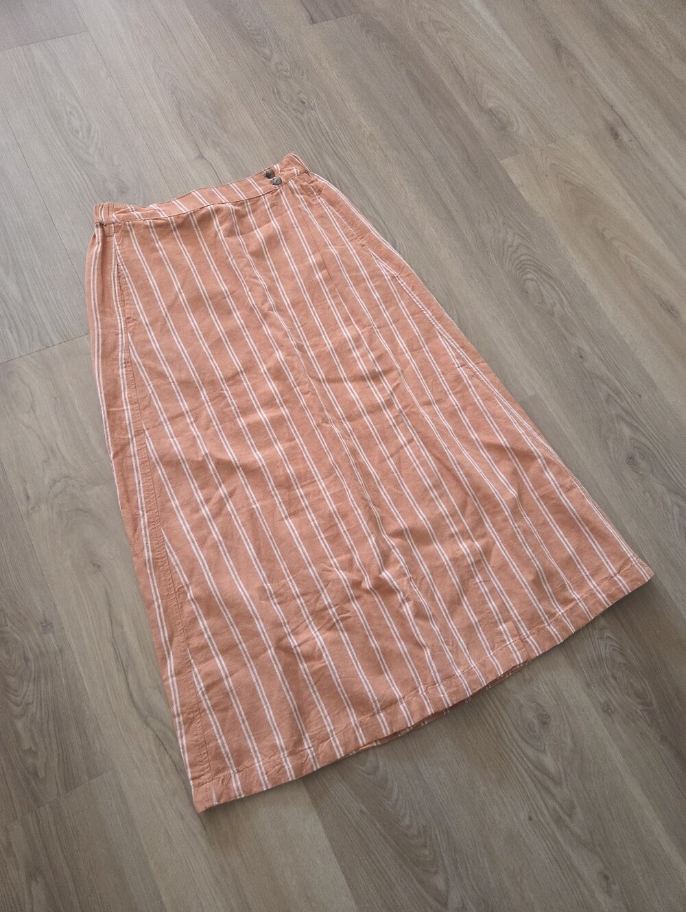 Pact Canopy Linen Striped Wrap Midi Skirt S Vacay Cottage Capsule Hippie Casual - Picture 3 of 11